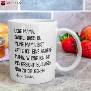 22Feels® Geschenk für Mama von Tochter - Tasse mit Spruch: Danke (Weiss, 320ml)-Weisse Tasse 320ml-22Feels