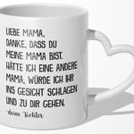 22Feels® Mama Geschenk von Tochter - Tasse mit Spruch (Herzhenkel, Weiss, 320ml)-Tasse Weiss Herzhenkel 320ml-22Feels