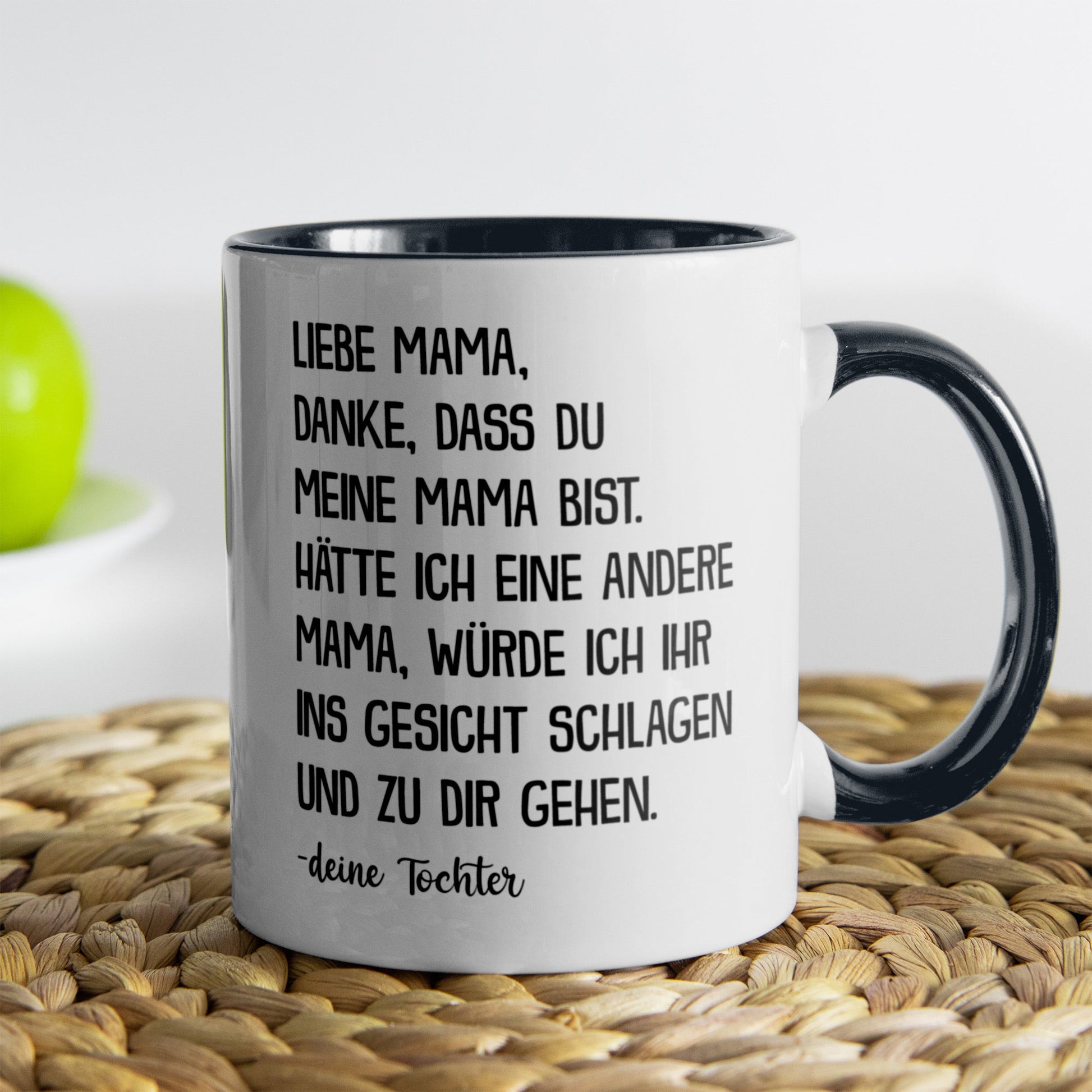 22Feels® Mama Geschenk von Tochter - Tasse mit Spruch: Danke (Weiss-Schwarz, 320ml)-TwoTone Tasse Weiss-Schwarz 320ml-22Feels