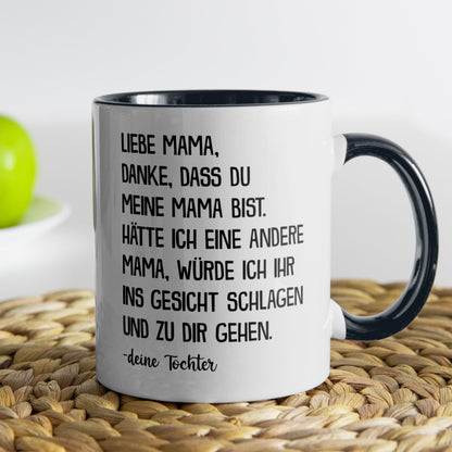 22Feels® Mama Geschenk von Tochter - Tasse mit Spruch: Danke (Weiss-Schwarz, 320ml)-TwoTone Tasse Weiss-Schwarz 320ml-22Feels