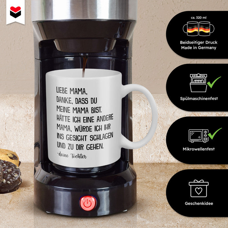 22Feels® Geschenk für Mama von Tochter - Tasse mit Spruch: Danke (Weiss, 320ml)-Weisse Tasse 320ml-22Feels