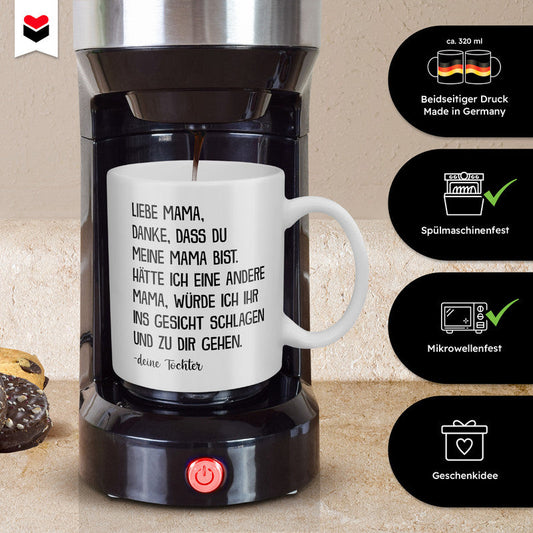 22Feels® Geschenk für Mama von Tochter - Tasse mit Spruch: Danke (Weiss, 320ml)-Weisse Tasse 320ml-22Feels