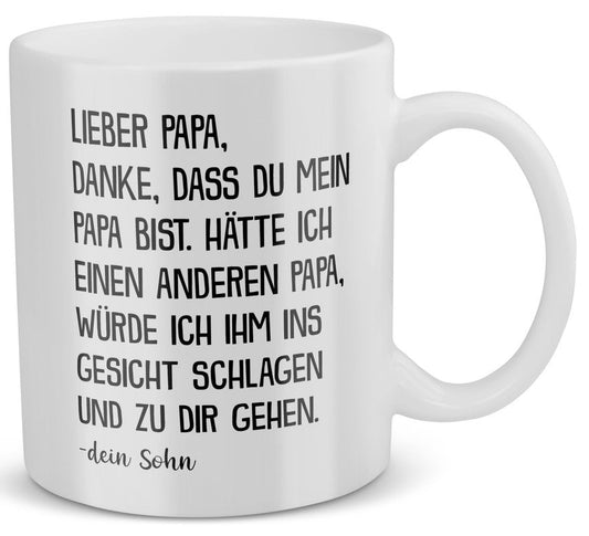 22Feels® Geschenk für Papa von Sohn - Spruch: Danke (Weiss, 320ml)-Weisse Tasse 320ml-22Feels