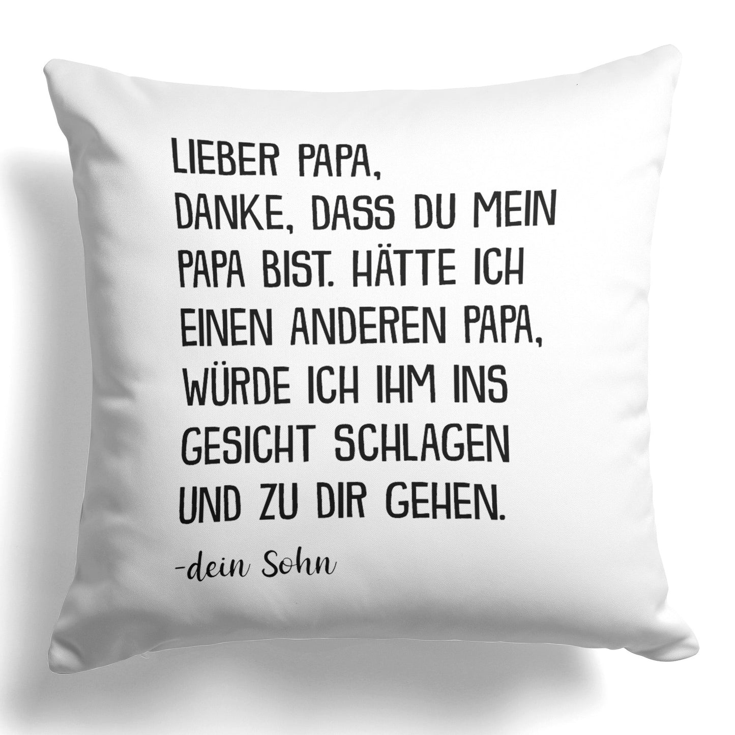 22Feels® Papa Geschenk von Sohn - Kissen mit Spruch: Danke (Weiss 40x40cm)-Kissen Weiss 40x40-22Feels