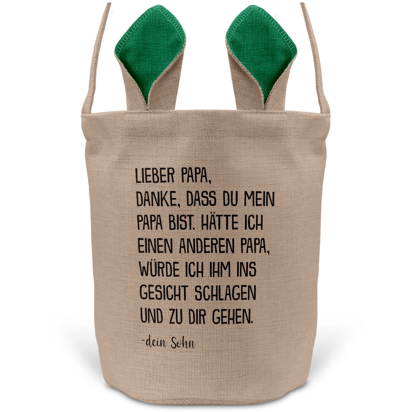 22Feels® Papa Osterkorb von Sohn Vater mit Henkel Ostergeschenk Tragetasche Ostern Deko Osternest Körbchen Hasenohren (Beige/Grün)-Ostern Tragetasche-22Feels
