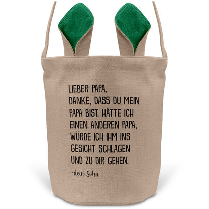 22Feels® Papa Osterkorb von Sohn Vater mit Henkel Ostergeschenk Tragetasche Ostern Deko Osternest Körbchen Hasenohren (Beige/Grün)-Ostern Tragetasche-22Feels