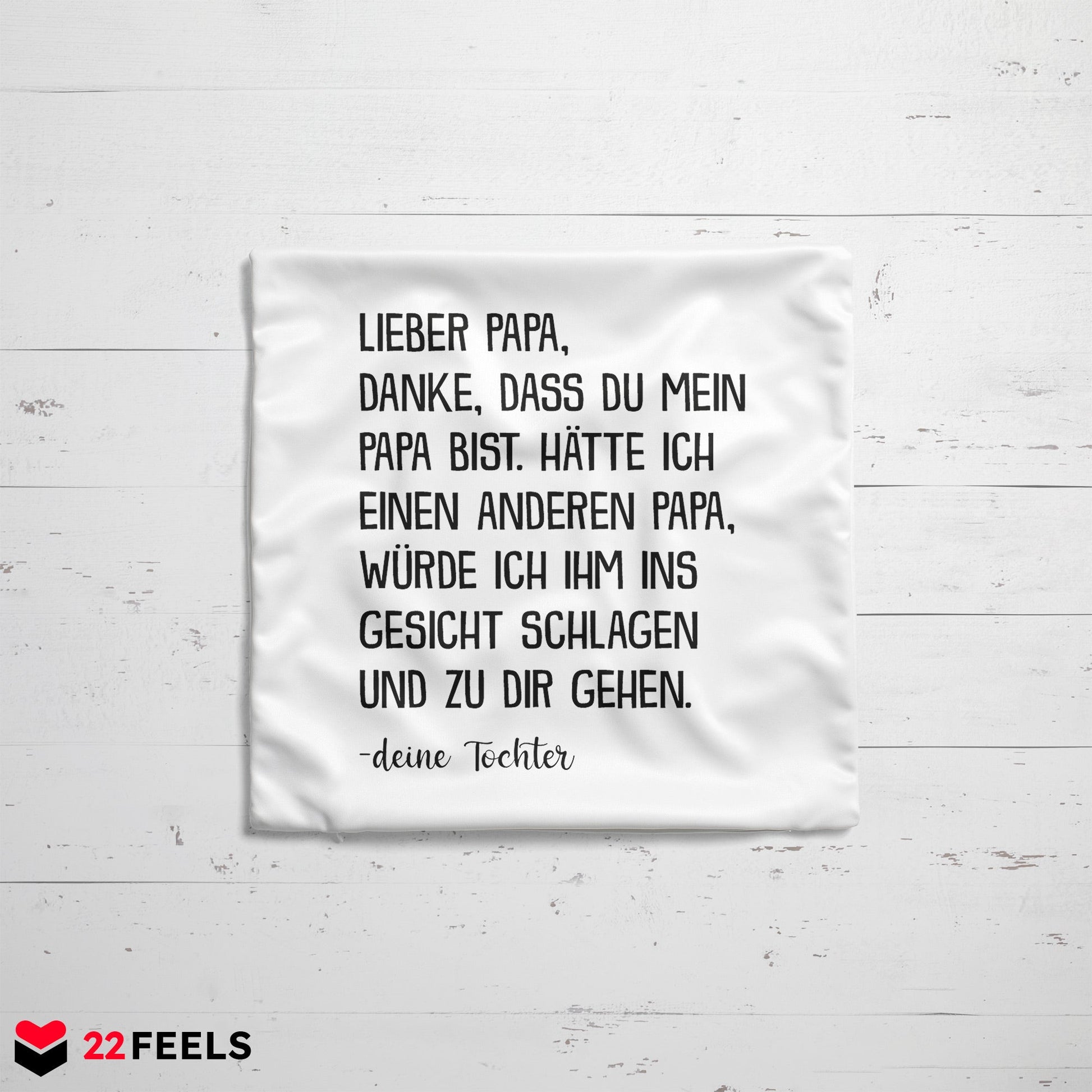 22Feels® Papa Geschenk von Tochter - Kissen mit Spruch: Zirkus 'Papa' (Weiss 40x40cm)-Kissen Weiss 40x40-22Feels