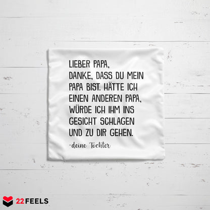 22Feels® Papa Geschenk von Tochter - Kissen mit Spruch: Zirkus 'Papa' (Weiss 40x40cm)-Kissen Weiss 40x40-22Feels