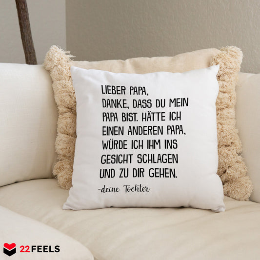 22Feels® Papa Geschenk von Tochter - Kissen mit Spruch: Zirkus 'Papa' (Weiss 40x40cm)-Kissen Weiss 40x40-22Feels