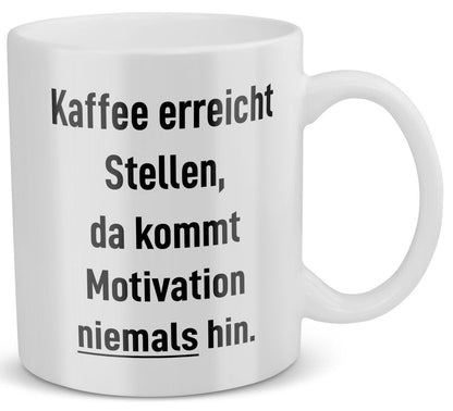 22Feels® Tasse mit Spruch: Kaffee erreicht Stellen - Büro Geschenkidee (Weiss, 320ml)-Weisse Tasse 320ml-22Feels