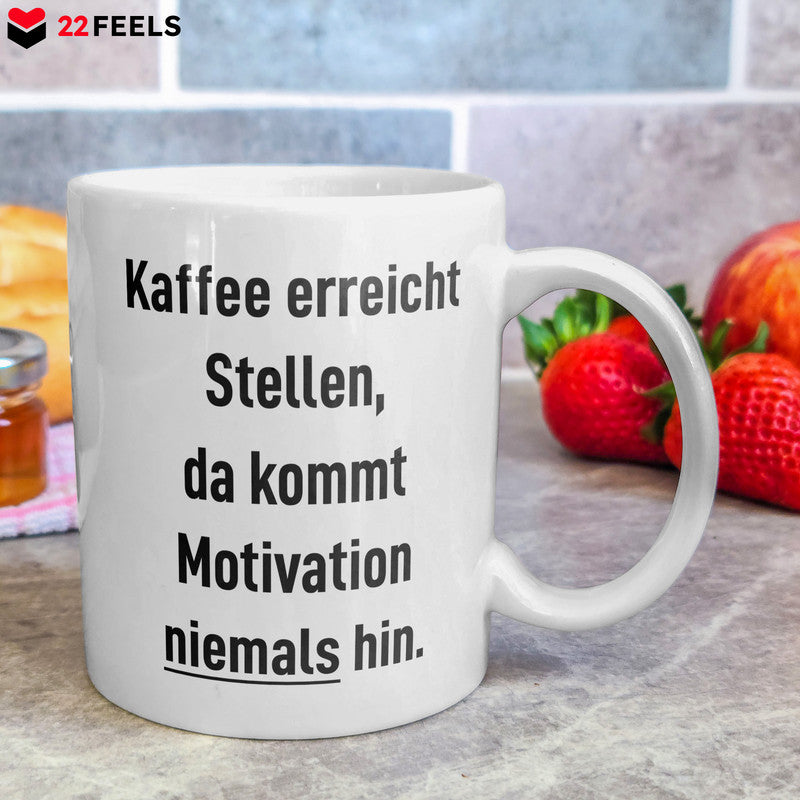 22Feels® Tasse mit Spruch: Kaffee erreicht Stellen - Büro Geschenkidee (Weiss, 320ml)-Weisse Tasse 320ml-22Feels