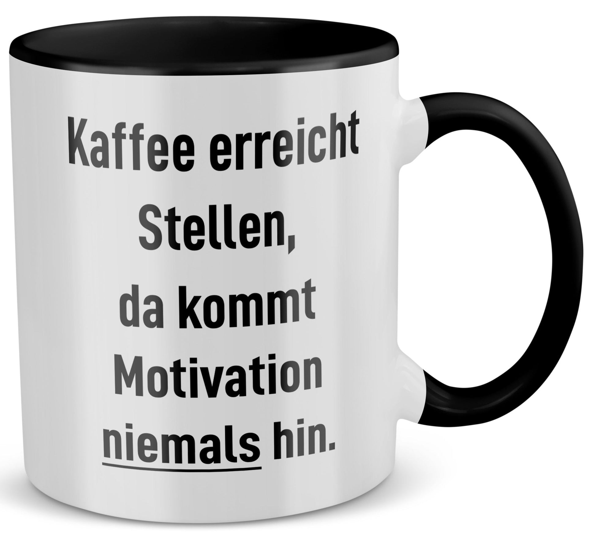 22Feels® Lustige Tasse mit Spruch: Kaffee Motivation - Büro Geschenkidee (Weiss-Schwarz, 320ml)-TwoTone Tasse Weiss-Schwarz 320ml-22Feels