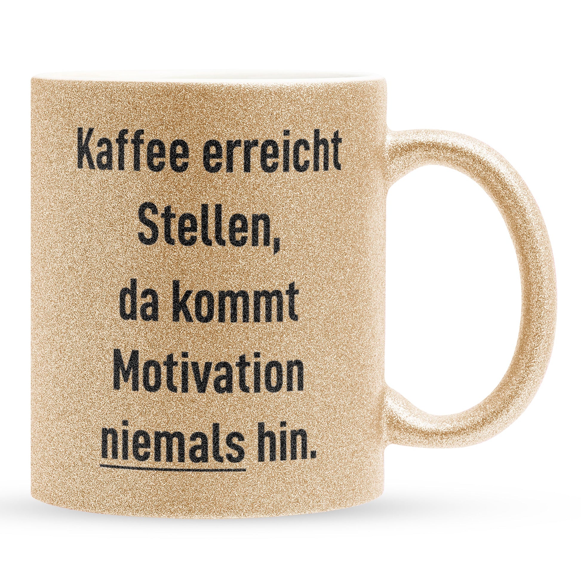22Feels® Lustige Glitzertasse mit Spruch: Kaffee Motivation - Büro Geschenkidee (Gold, 320ml)-Glitzertasse Gold 320ml-22Feels