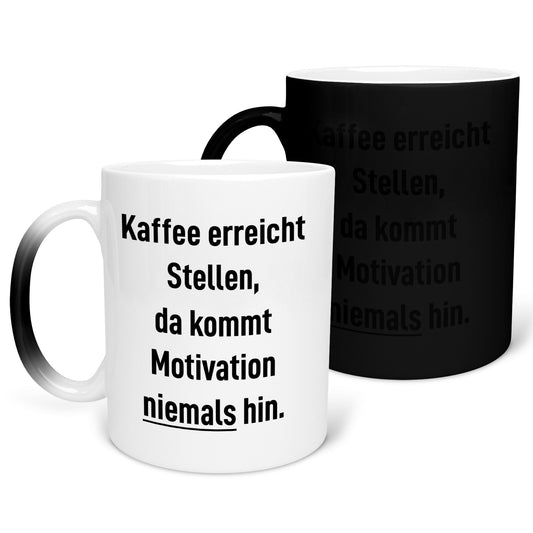 22Feels® Lustige Zaubertasse mit Spruch: Kaffee Motivation - Büro Geschenkidee (Matt-Schwarz und Weiss, 320ml)-Farbwechsel Tasse Matt 320ml-22Feels
