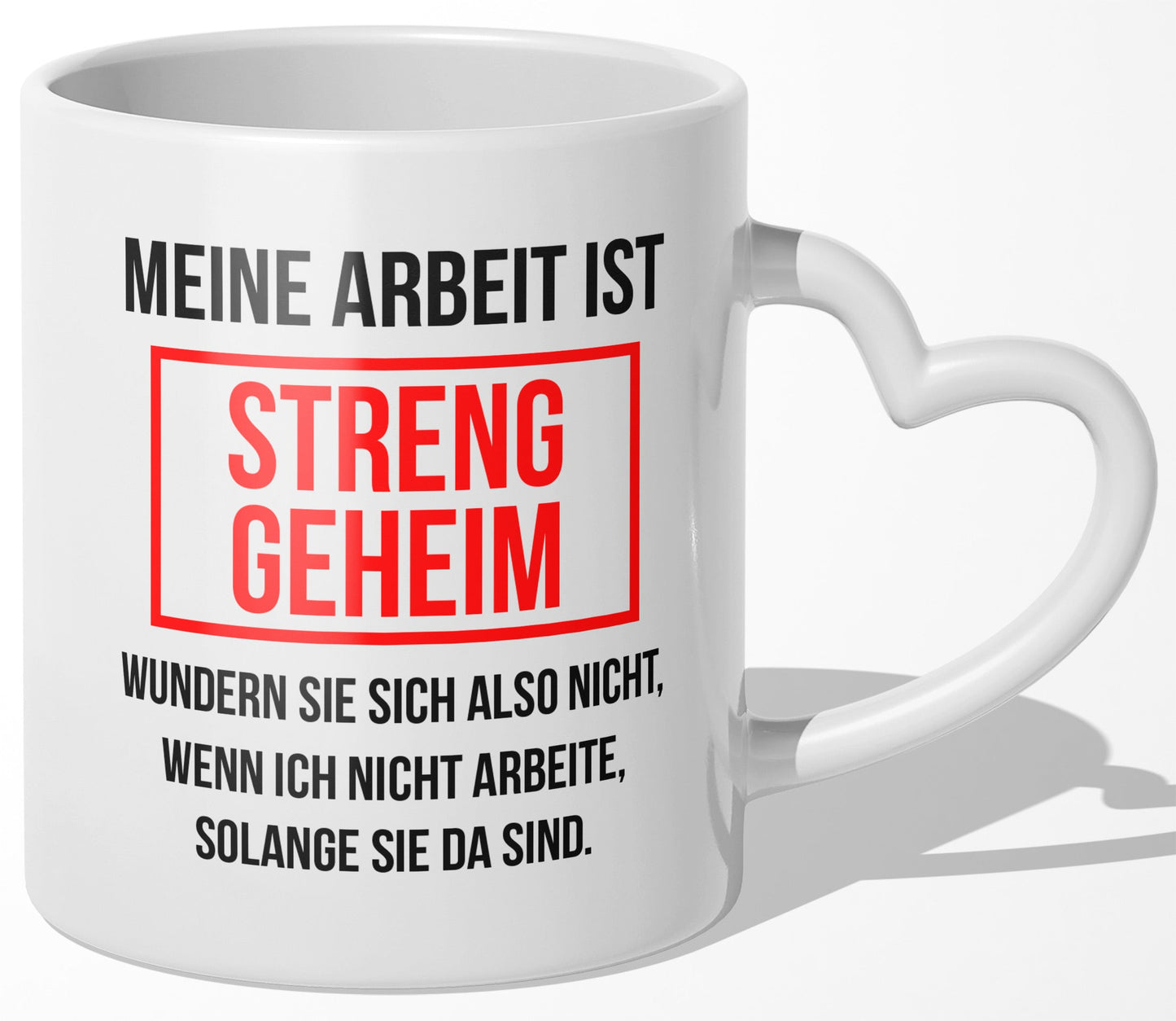 22Feels® Lustige Tasse mit Spruch: - Büro Geschenkidee (Herzhenkel, Weiss, 320ml)-Tasse Weiss Herzhenkel 320ml-22Feels