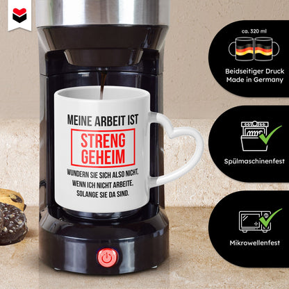 22Feels® Lustige Tasse mit Spruch: - Büro Geschenkidee (Herzhenkel, Weiss, 320ml)-Tasse Weiss Herzhenkel 320ml-22Feels