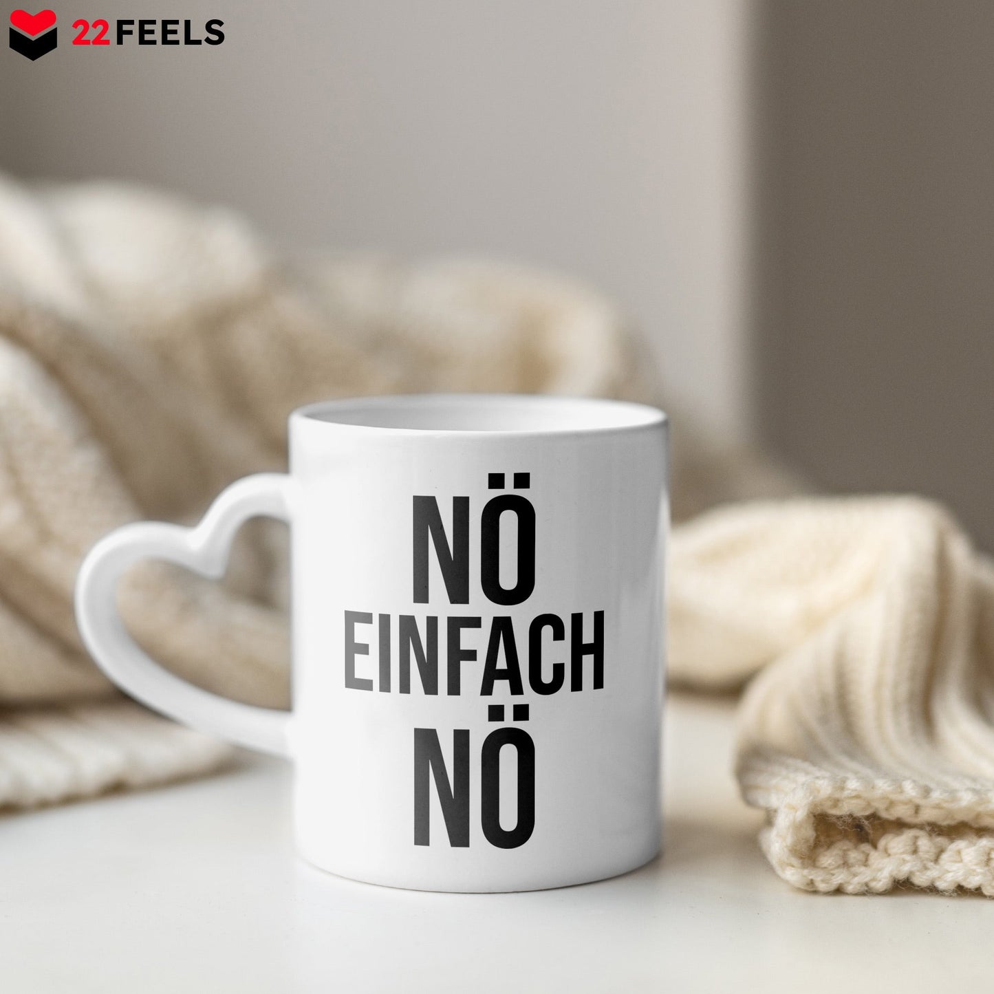 22Feels® Lustige Tasse mit Spruch: - Büro Geschenkidee (Herzhenkel, Weiss, 320ml)-Tasse Weiss Herzhenkel 320ml-22Feels