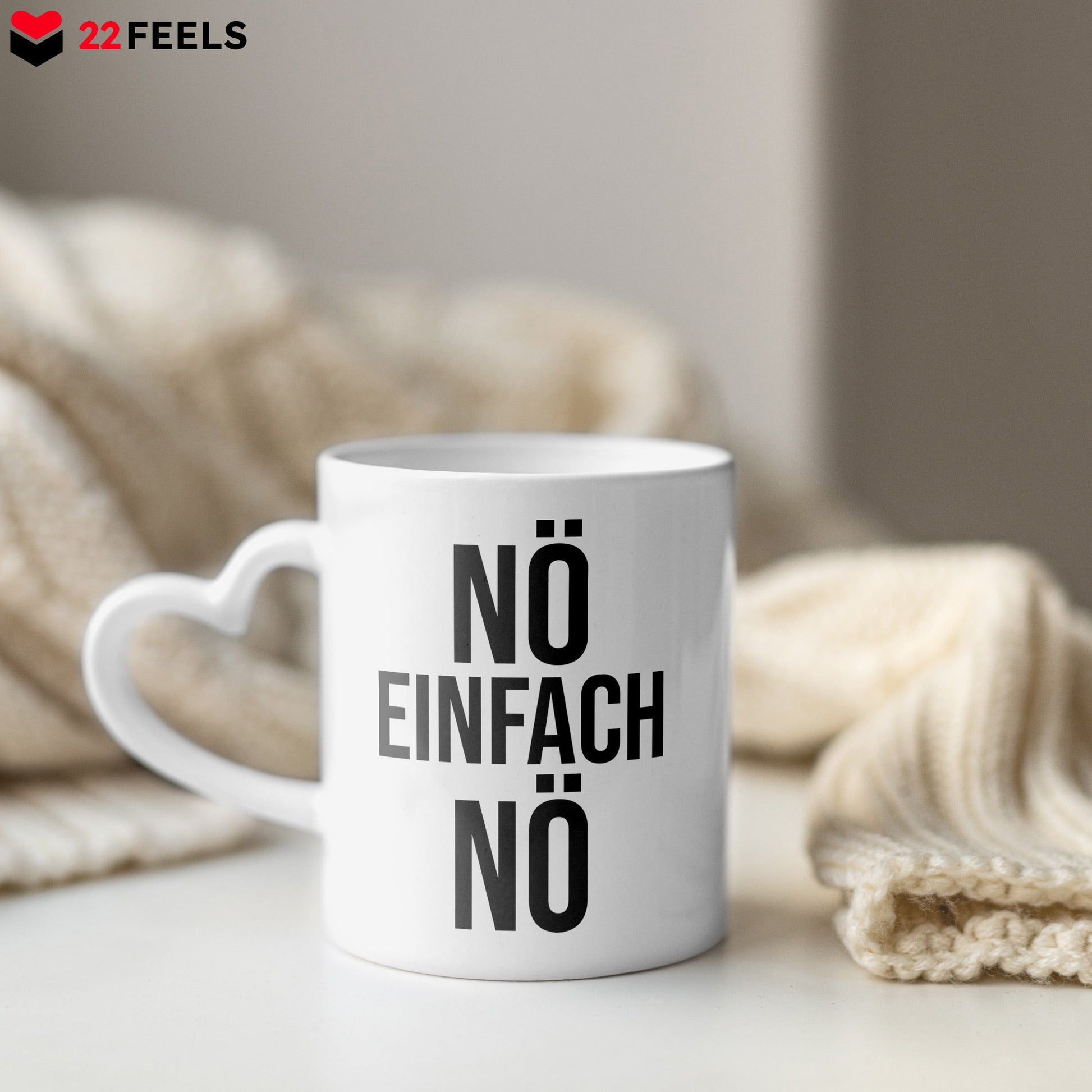 22Feels® Lustige Tasse mit Spruch: - Büro Geschenkidee (Herzhenkel, Weiss, 320ml)-Tasse Weiss Herzhenkel 320ml-22Feels