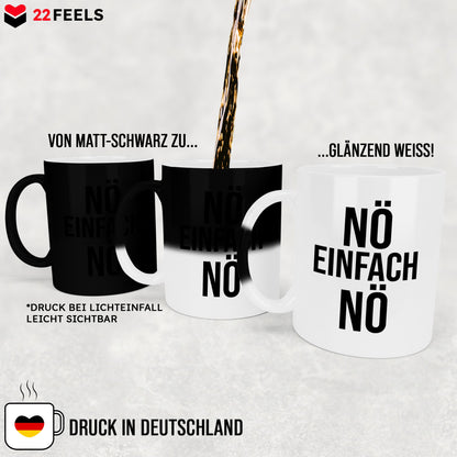 22Feels® Lustige Zaubertasse mit Spruch: Nö Einfach Nö - Büro Geschenkidee (Matt-Schwarz und Weiss, 320ml)-Farbwechsel Tasse Matt 320ml-22Feels