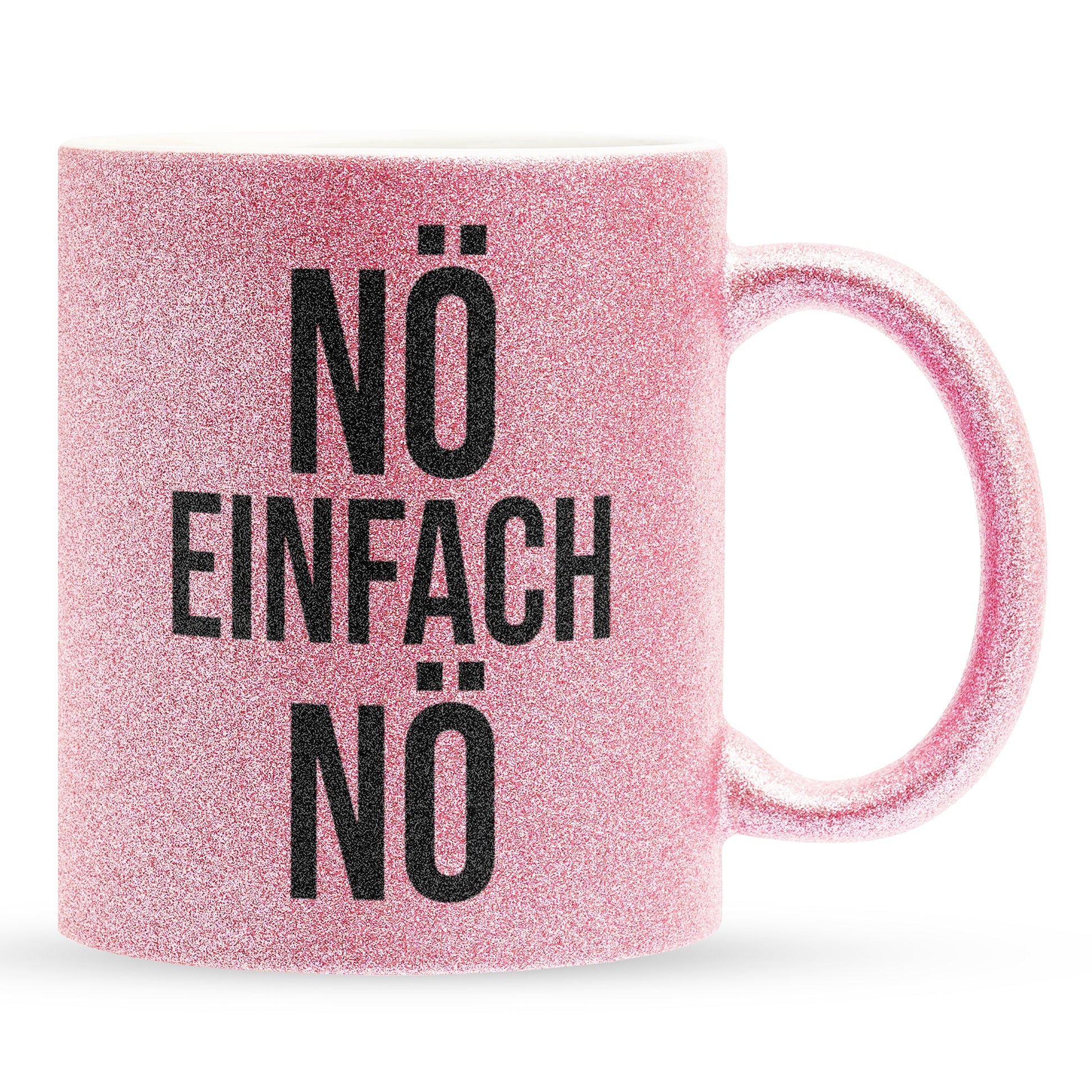 22Feels® Lustige Glitzertasse mit Spruch: Nö Einfach Nö - Büro Geschenkidee (Pink, 320ml)-Glitzertasse Pink 320ml-22Feels