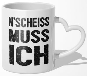 22Feels® Lustige Tasse mit Spruch: - Büro Geschenkidee (Herzhenkel, Weiss, 320ml)-Tasse Weiss Herzhenkel 320ml-22Feels
