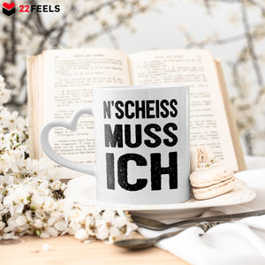 22Feels® Lustige Tasse mit Spruch: - Büro Geschenkidee (Herzhenkel, Weiss, 320ml)-Tasse Weiss Herzhenkel 320ml-22Feels