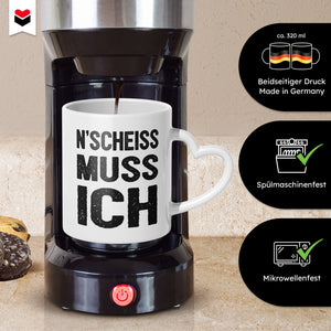 22Feels® Lustige Tasse mit Spruch: - Büro Geschenkidee (Herzhenkel, Weiss, 320ml)-Tasse Weiss Herzhenkel 320ml-22Feels