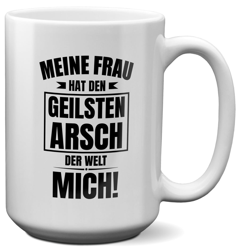 22Feels® Ehemann Geschenk zum Hochzeitstag, Valentinstag etc. - XL Tasse mit Spruch: Geilster A'sch (Weiss, 440ml)-Weisse XL Tasse 440ml-22Feels