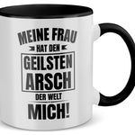 22Feels® Ehemann Geschenk zum Hochzeitstag, Valentinstag etc. - Tasse mit Spruch: Geilster A'sch (Weiss-Schwarz, 320ml)-TwoTone Tasse Weiss-Schwarz 320ml-22Feels