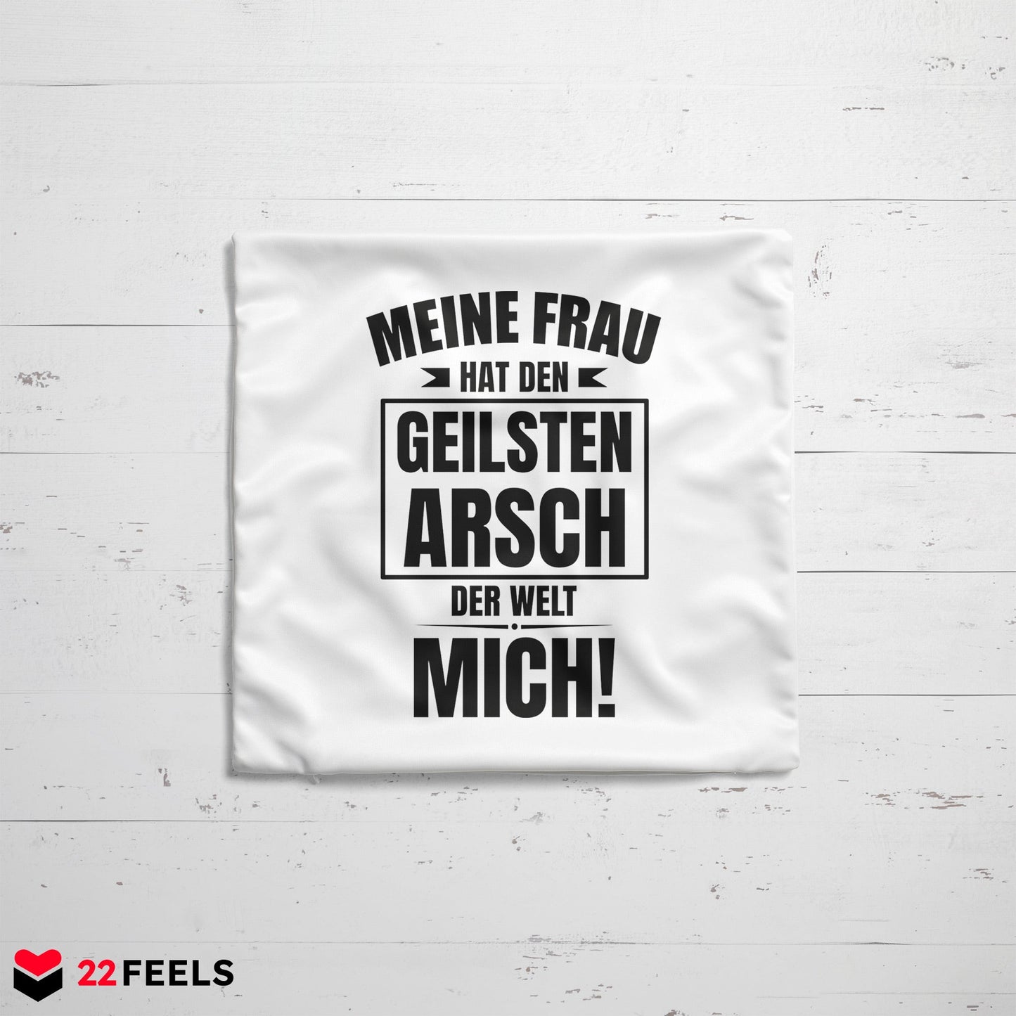 22Feels® Ehemann Geschenk zum Hochzeitstag, Valentinstag etc. - Kissen mit Spruch (Weiss 40x40cm)-Kissen Weiss 40x40-22Feels