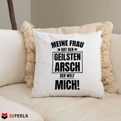 22Feels® Ehemann Geschenk zum Hochzeitstag, Valentinstag etc. - Kissen mit Spruch (Weiss 40x40cm)-Kissen Weiss 40x40-22Feels