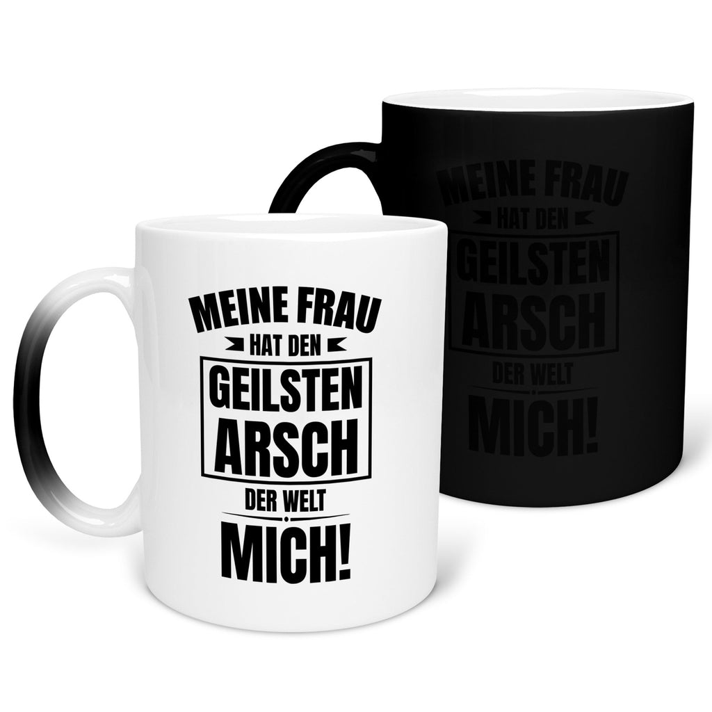 22Feels® Ehemann Geschenk zum Hochzeitstag, Valentinstag etc. - Zaubertasse mit Spruch: Geilster A'sch (Matt-Schwarz und Weiss, 320ml)-Farbwechsel Tasse Matt 320ml-22Feels