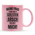 22Feels® Ehemann Geschenk zum Hochzeitstag, Valentinstag etc. - Glitzertasse mit Spruch: Geilster A'sch (Pink, 320ml)-Glitzertasse Pink 320ml-22Feels