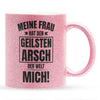 22Feels® Ehemann Geschenk zum Hochzeitstag, Valentinstag etc. - Glitzertasse mit Spruch: Geilster A'sch (Pink, 320ml)-Glitzertasse Pink 320ml-22Feels