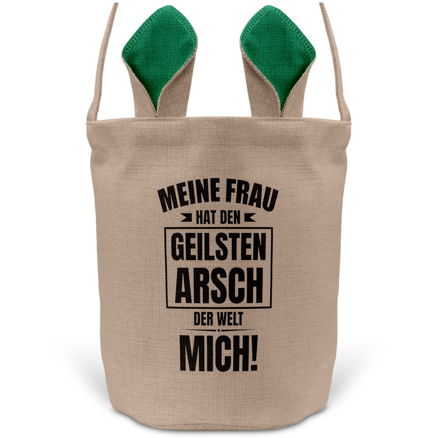 22Feels® Ehemann Osterkorb mit Henkel Ostergeschenk Tragetasche Ostern Deko Osternest Körbchen Hasenohren (Beige/Grün)-Ostern Tragetasche-22Feels