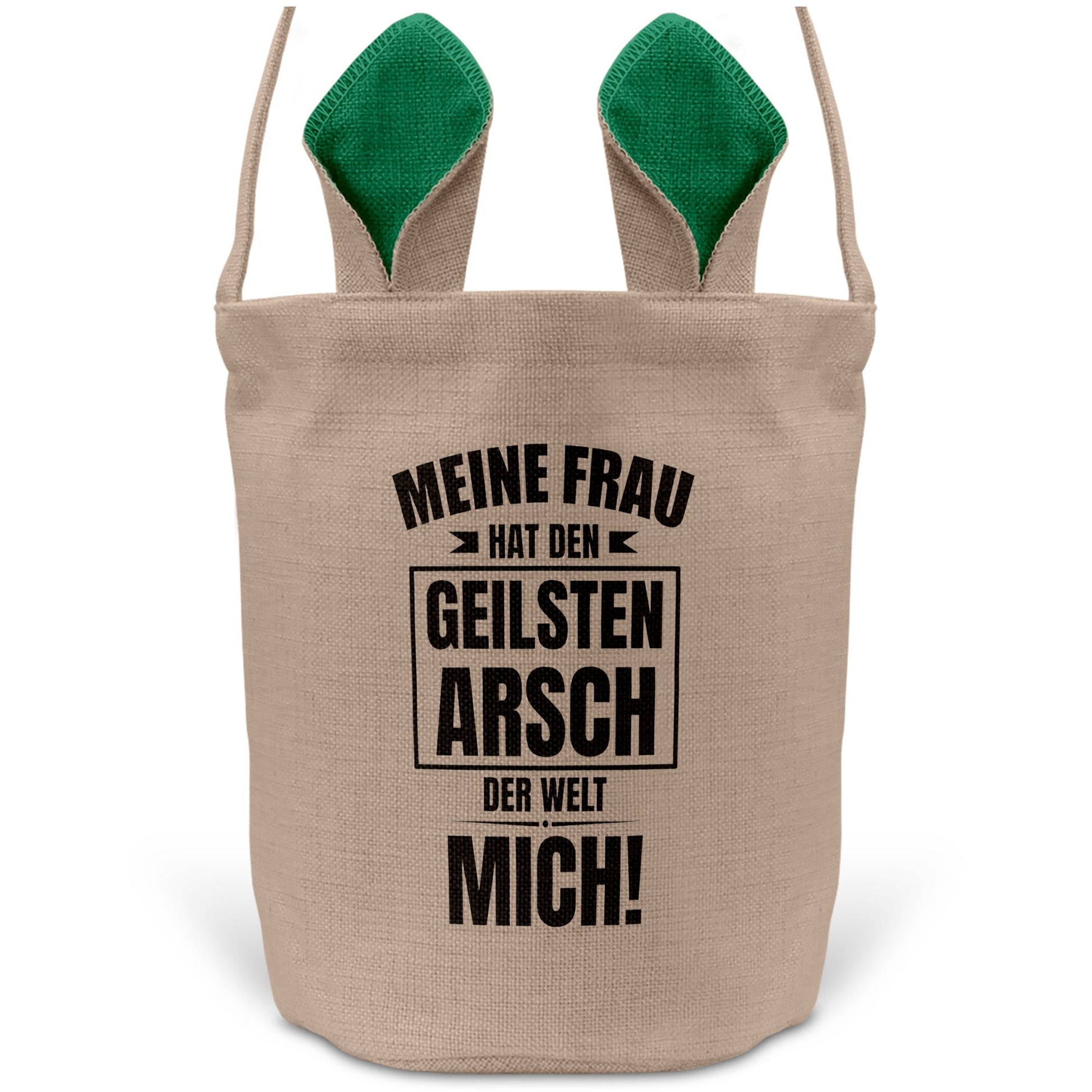 22Feels® Ehemann Osterkorb mit Henkel Ostergeschenk Tragetasche Ostern Deko Osternest Körbchen Hasenohren (Beige/Grün)-Ostern Tragetasche-22Feels