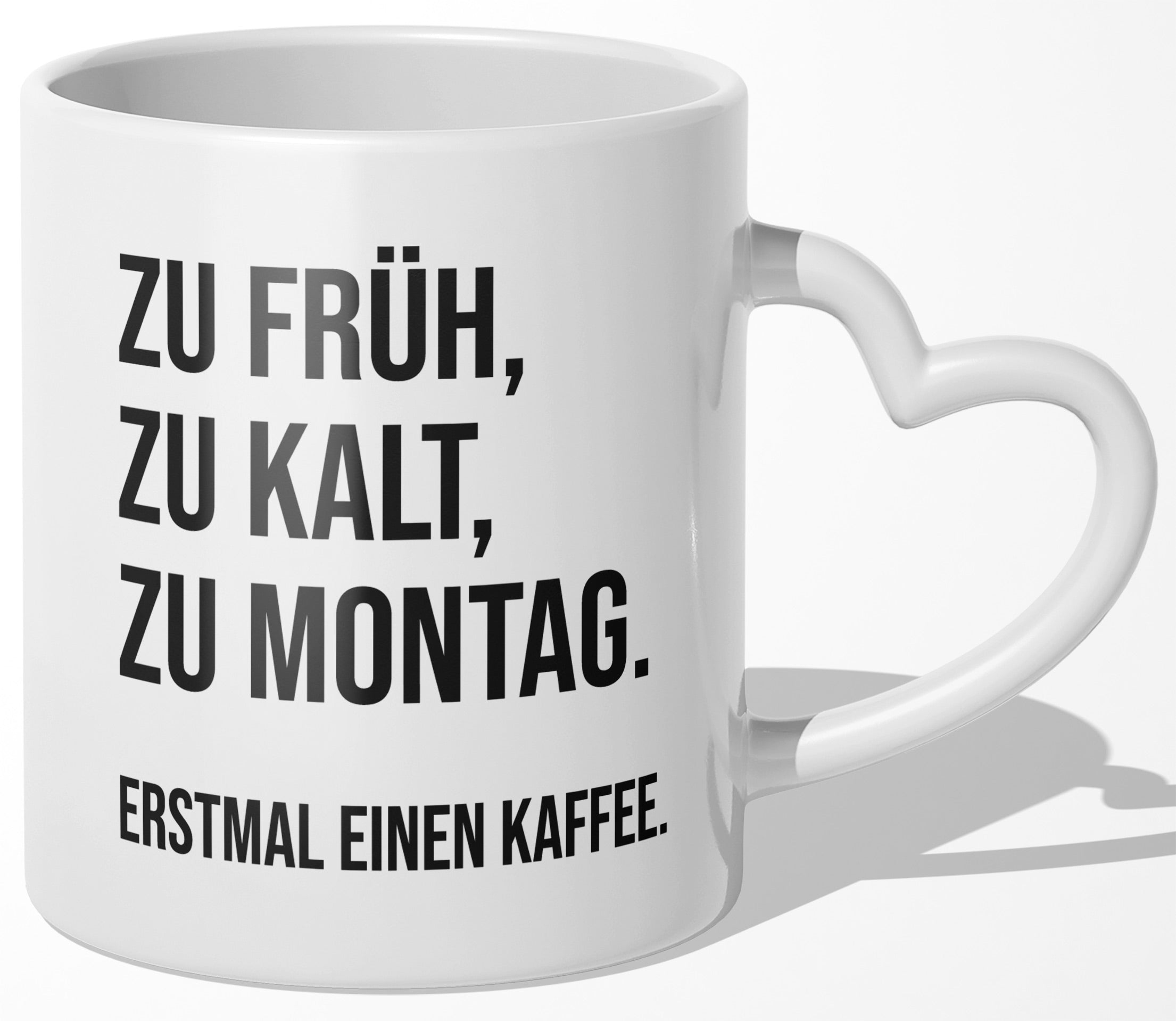 22Feels® Lustige Tasse mit Spruch: - Büro Geschenkidee (Herzhenkel, Weiss, 320ml)-Tasse Weiss Herzhenkel 320ml-22Feels
