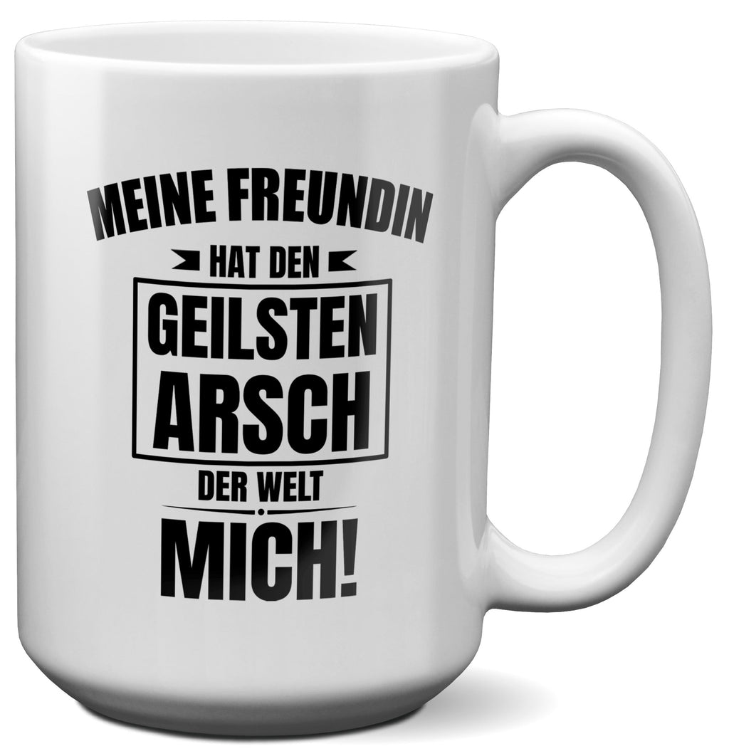 22Feels® Freund Geschenk zum Jahrestag, Valentinstag etc. - XL Tasse mit Spruch: Geilster A-sch (Weiss, 440ml)-Weisse XL Tasse 440ml-22Feels
