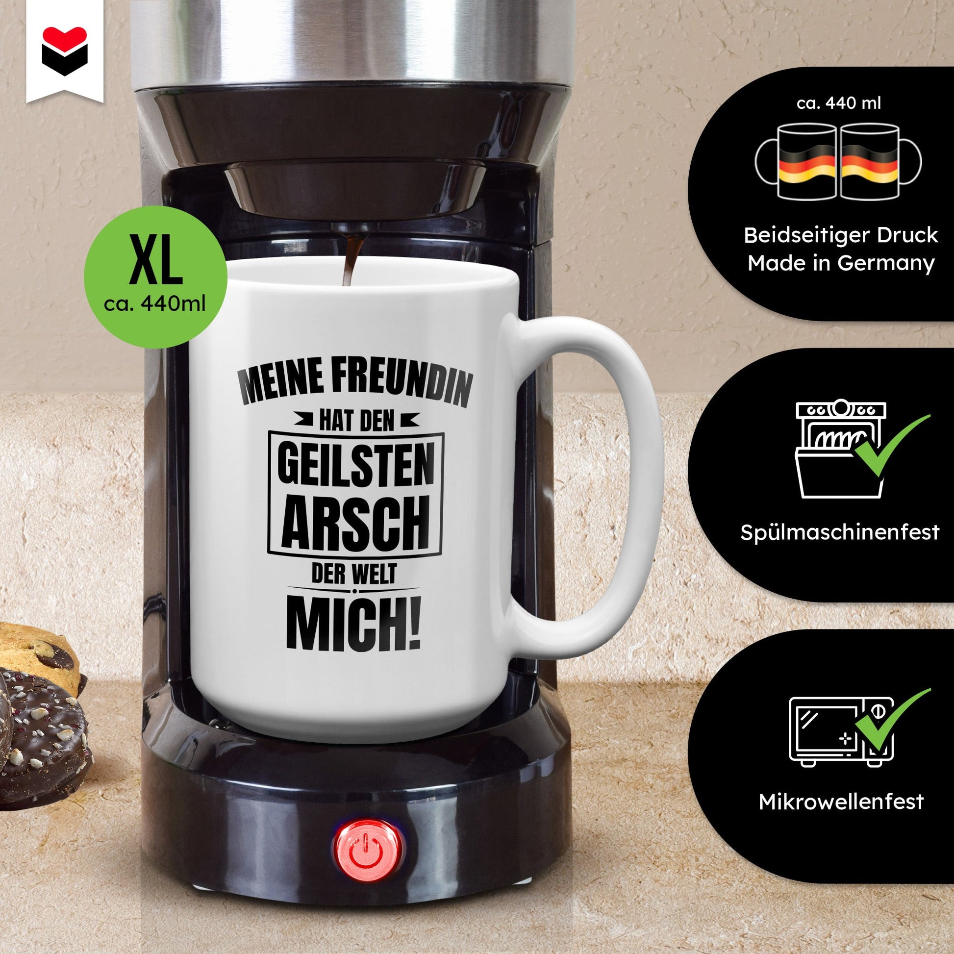 22Feels® Freund Geschenk zum Jahrestag, Valentinstag etc. - XL Tasse mit Spruch: Geilster A-sch (Weiss, 440ml)-Weisse XL Tasse 440ml-22Feels