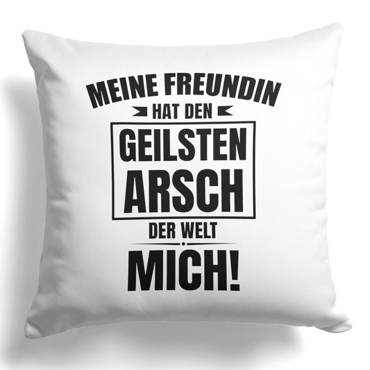 22Feels® Freund Geschenk zum Jahrestag, Valentinstag etc. - Kissen mit Spruch: Geilster A-sch (Weiss 40x40cm)-Kissen Weiss 40x40-22Feels
