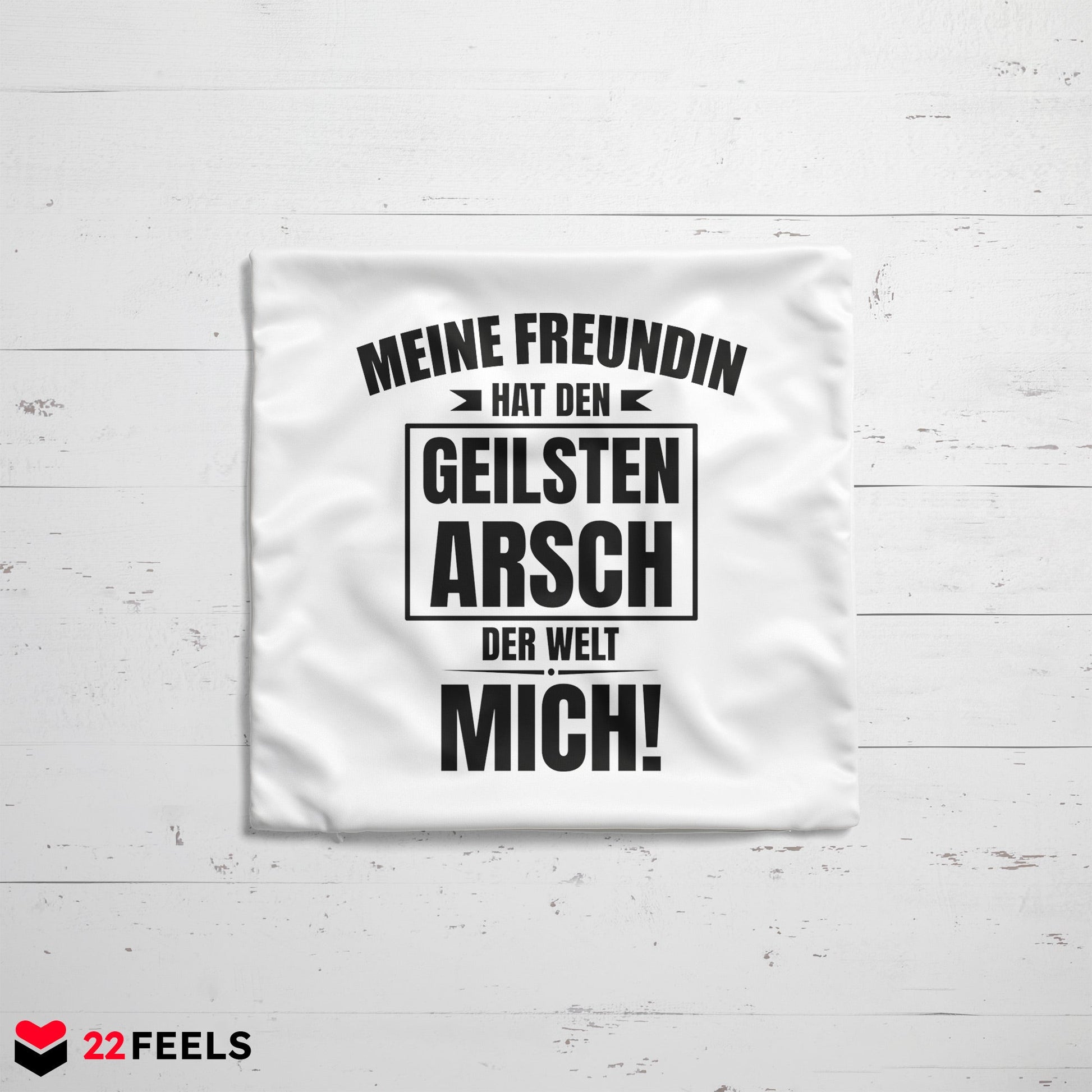 22Feels® Freund Geschenk zum Jahrestag, Valentinstag etc. - Kissen mit Spruch: Geilster A-sch (Weiss 40x40cm)-Kissen Weiss 40x40-22Feels