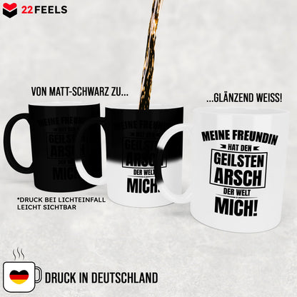 22Feels® Freund Geschenk zum Jahrestag, Valentinstag etc. - Zaubertasse mit Spruch: Geilster A-sch (Matt-Schwarz und Weiss, 320ml)-Farbwechsel Tasse Matt 320ml-22Feels