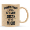 22Feels® Freund Geschenk zum Jahrestag, Valentinstag etc. - Glitzertasse mit Spruch: Geilster A-sch (Gold, 320ml)-Glitzertasse Gold 320ml-22Feels