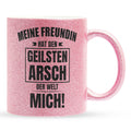 22Feels® Freund Geschenk zum Jahrestag, Valentinstag etc. - Glitzertasse mit Spruch: Geilster A-sch (Pink, 320ml)-Glitzertasse Pink 320ml-22Feels