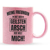 22Feels® Freund Geschenk zum Jahrestag, Valentinstag etc. - Glitzertasse mit Spruch: Geilster A-sch (Pink, 320ml)-Glitzertasse Pink 320ml-22Feels