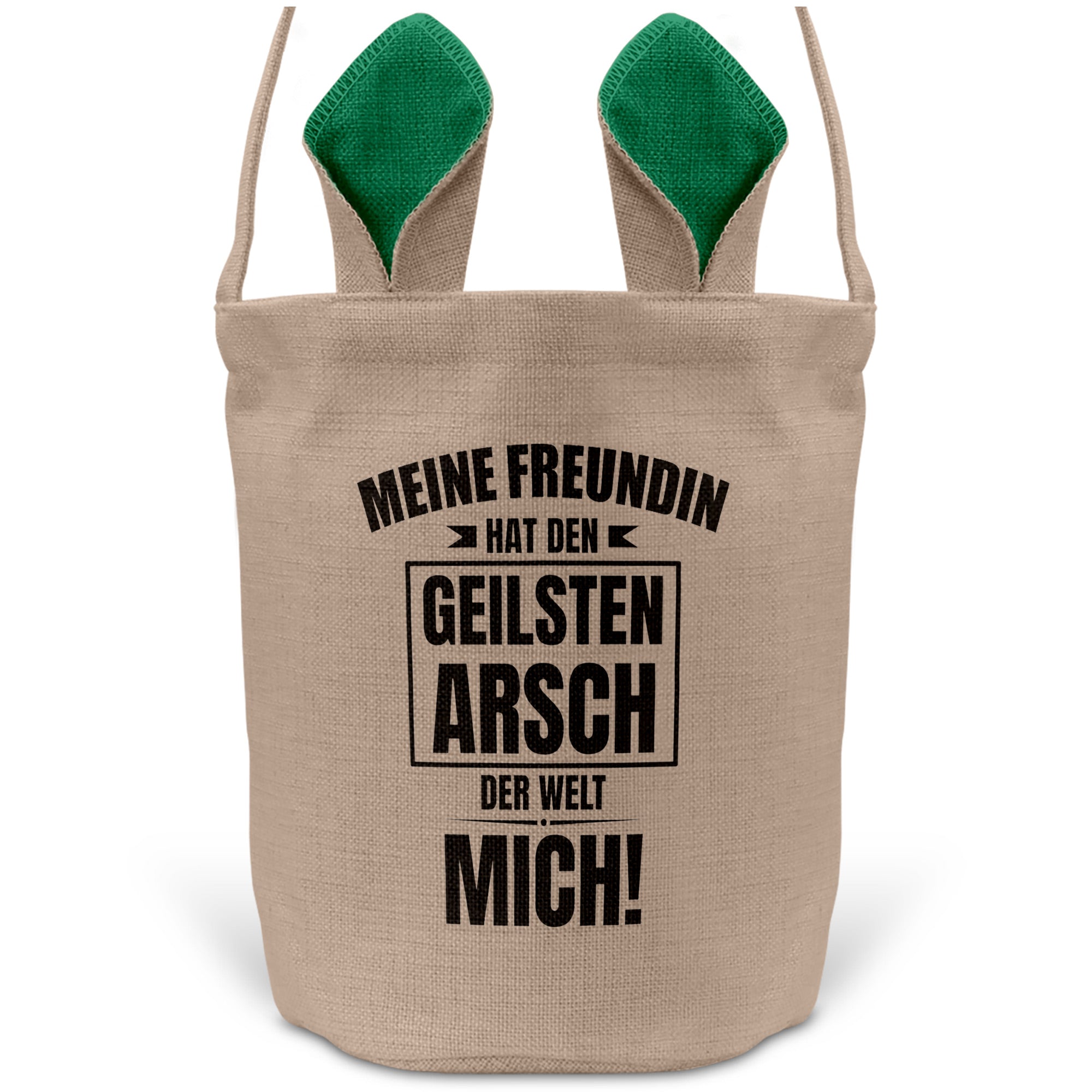 22Feels® Freund Paar Osterkorb mit Henkel Ostergeschenk Tragetasche Ostern Deko Osternest Körbchen Hasenohren (Beige/Grün)-Ostern Tragetasche-22Feels