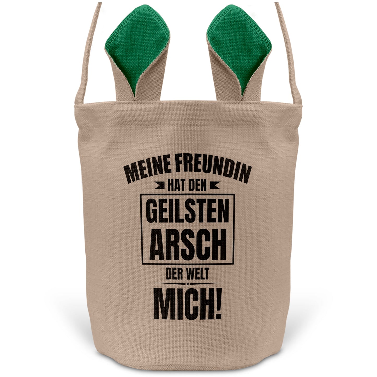 22Feels® Freund Paar Osterkorb mit Henkel Ostergeschenk Tragetasche Ostern Deko Osternest Körbchen Hasenohren (Beige/Grün)-Ostern Tragetasche-22Feels