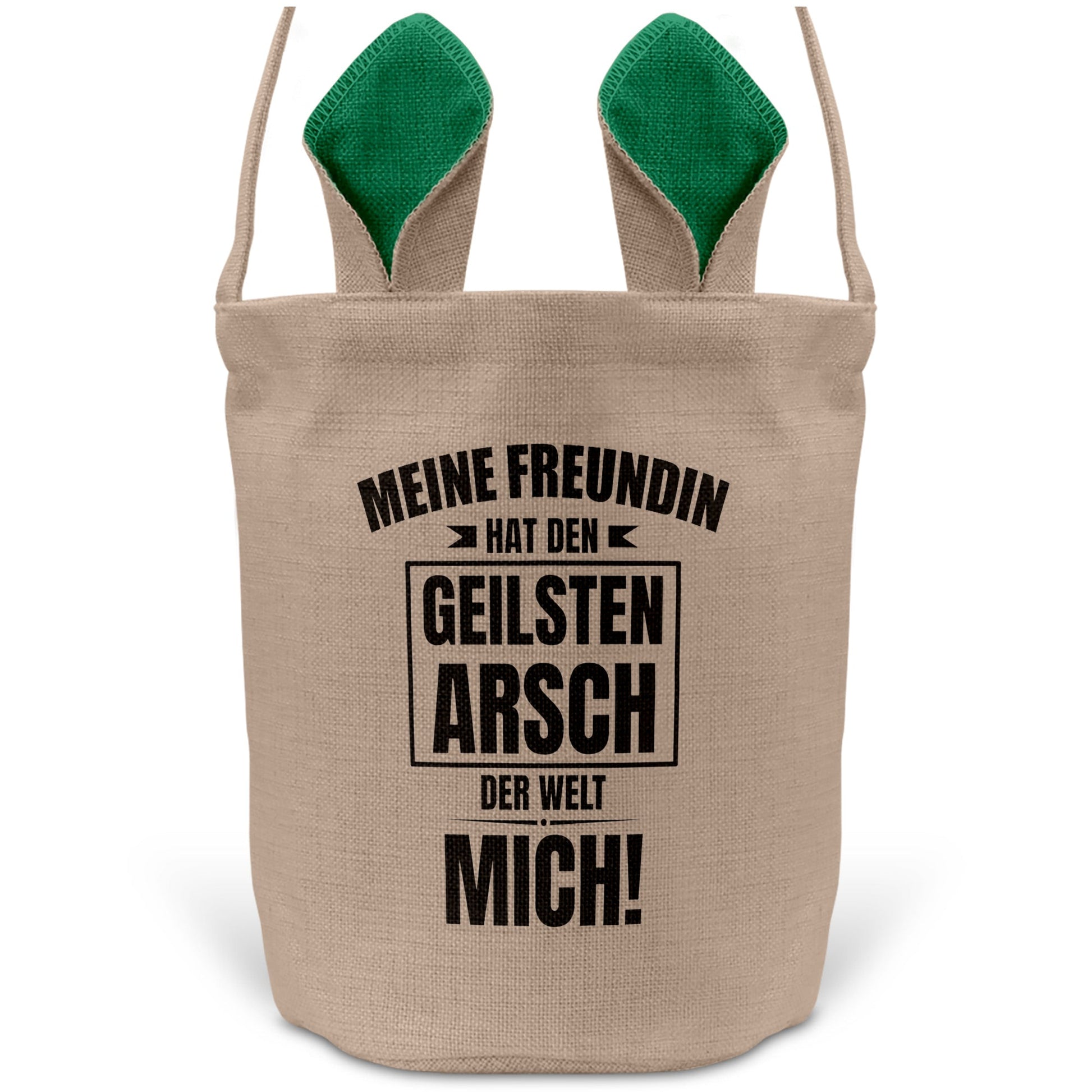 22Feels® Freund Paar Osterkorb mit Henkel Ostergeschenk Tragetasche Ostern Deko Osternest Körbchen Hasenohren (Beige/Grün)-Ostern Tragetasche-22Feels