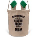 22Feels® Freund Paar Osterkorb mit Henkel Ostergeschenk Tragetasche Ostern Deko Osternest Körbchen Hasenohren (Beige/Grün)-Ostern Tragetasche-22Feels