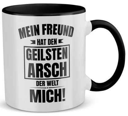 22Feels® Freundin Geschenk zum Jahrestag, Valentinstag etc. - Tasse mit Spruch: Geilster A*sch (Weiss-Schwarz, 320ml)-TwoTone Tasse Weiss-Schwarz 320ml-22Feels